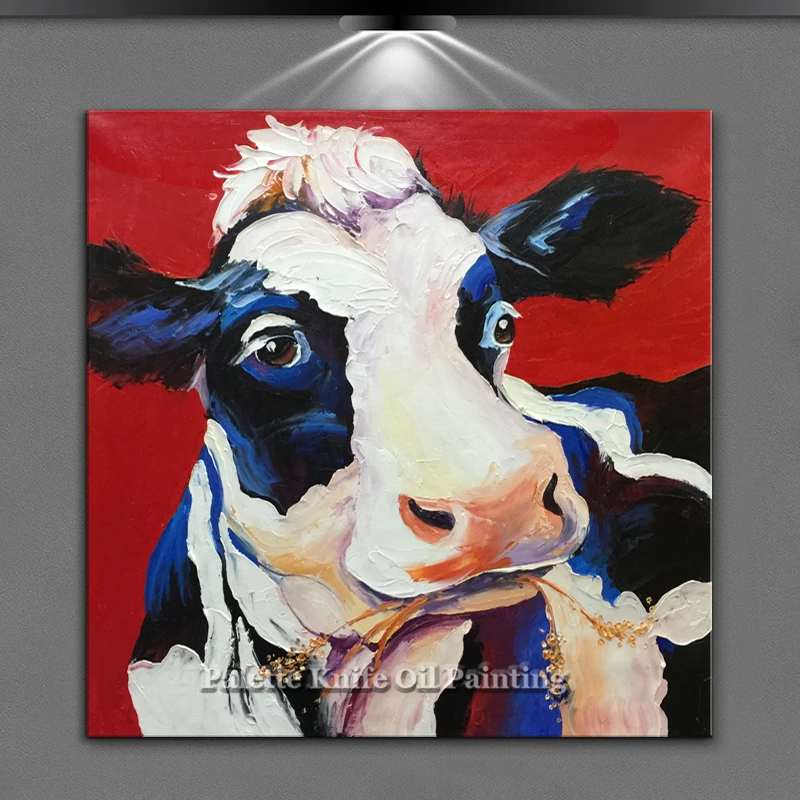 

Animal Art Oil Paintings For Living Room Wall Art Pictures Canvas Cow Acrylic Heavy Texture Painting Quadros Caudros Decoracion