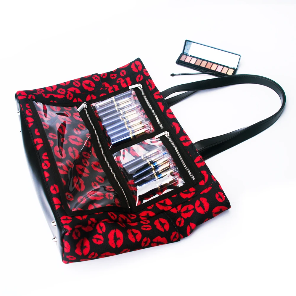 

Lips PVC Display Bag Wholesale Blanks Canvas Essential Oils Handbag With Nail Polish Pockets Accessories Purse DOM106576