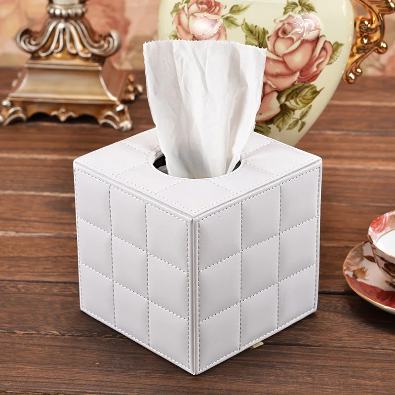 Lighting Square PU Leather Gold Flower Tissue Storage box Covers Roll Paper Napkin Towel Holders canister dispenser | Дом и сад