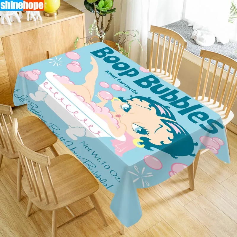 Скатерть на заказ Betty Boop, ткань Оксфорд, Пыленепроницаемая прямоугольная скатерть, вечерние, домашний декор, 100x140 см, 140x250 см - Цвет: tablecloths 25