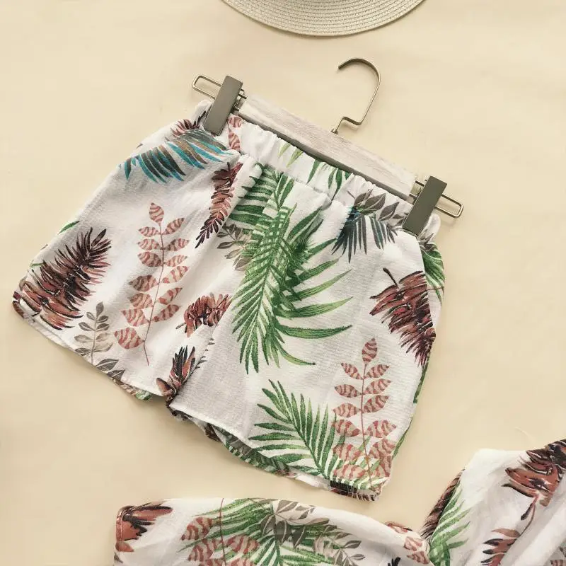 2018 новые летние лиственным принтом Круглый воротник без рукавов в виде листка