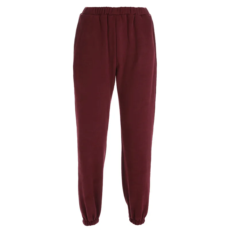 wine red Зимние флисовые шаровары, уличная одежда, спортивные штаны, брюки-карго, женские Теплые повседневные Черные джоггеры, женские свободные Слаксы с высокой талией - Цвет: wine red