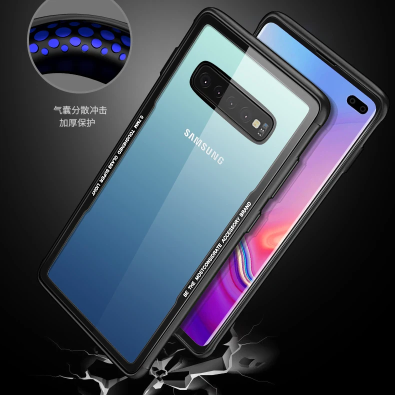 Для Samsung Galaxy S10 Plus чехол Роскошный Жесткий закаленное стекло прозрачный защитный