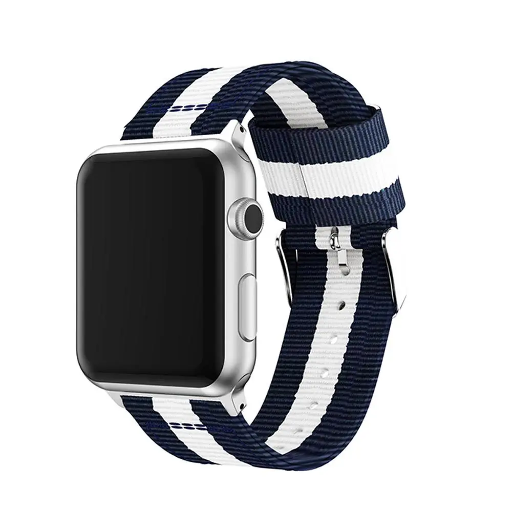 Blue white Модный ремешок для apple watch Series 5 4 3 2 1 нейлоновый ремешок для iwatch классический стиль цвета узор с адаптерами 38 42 мм - Цвет ремешка: Blue white