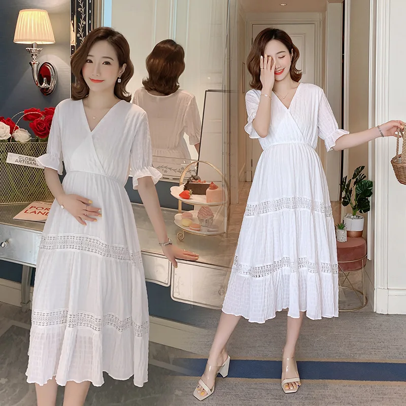 Envsoll летнее платье для беременных будущих мам платья женщин Одежда с v-образным