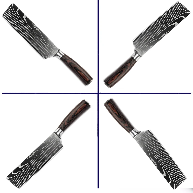 Профессиональный 7-дюймовый нож Nakiri из японской нержавеющей стали шлифовальный