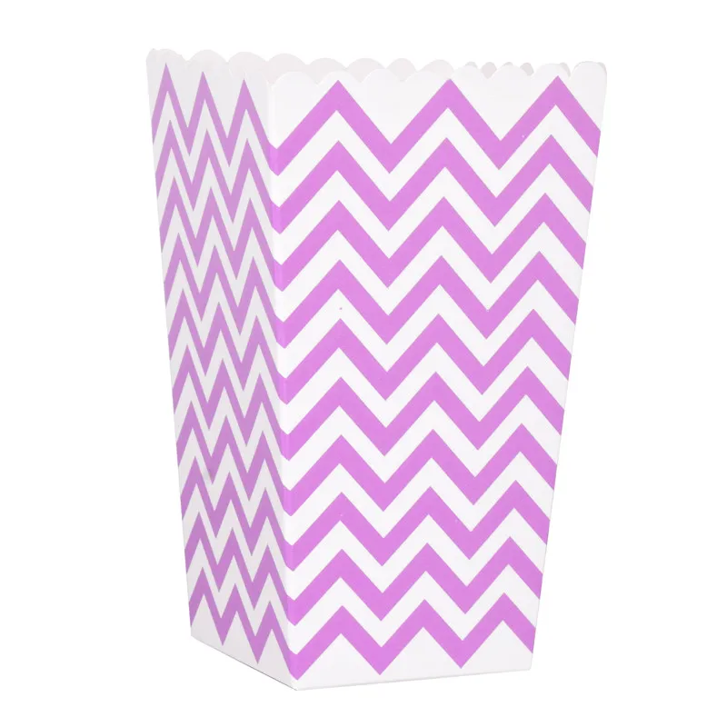 purple chevron 6 шт. коробка для попкорна красочные шеврон полосы в горошек Подарочная вечерние коробка партии Фавор Свадебные поп вечерние кукурузы украшения сумки Лут золото - Цвет: purple chevron