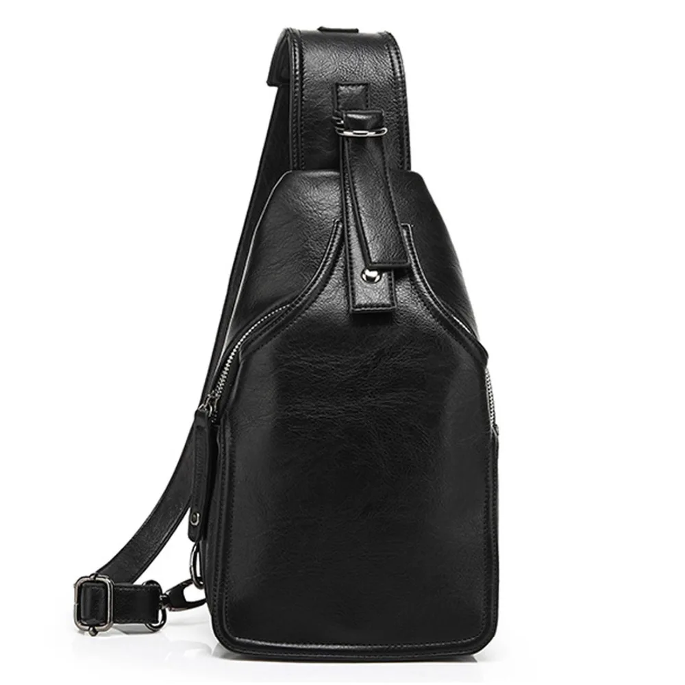 

High Quality PU Leather Daypack Men Cross Body Shoulder Bags Travel Trend Riding Fashion Sling Back Pack Chest Messenger Bag