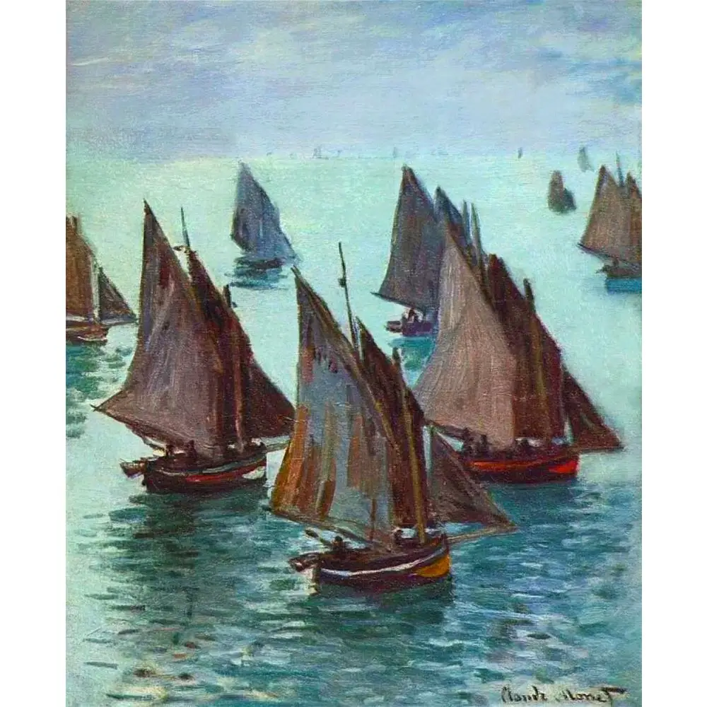 Рыбацкие лодки спокойное море от Клода монета Репродукция картина маслом холст