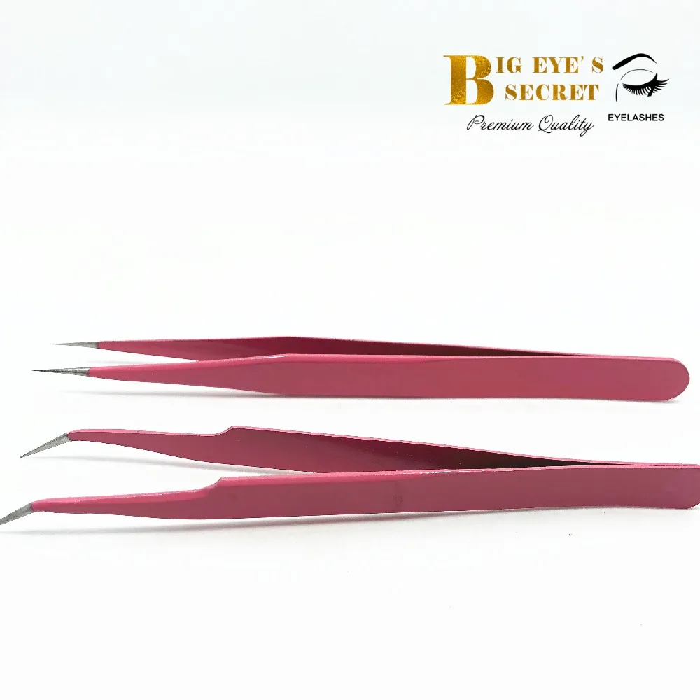 Makeup Tools 1 set rose pink Tweezers for Eyelash Extension portable Professional Stainless Steel Eyebrow tweezers Free shipping | Красота и