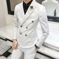 custom white groom tuxedos mens wedding suit pants double breasted best man blazer prom party slim fit terno masculino 2piece