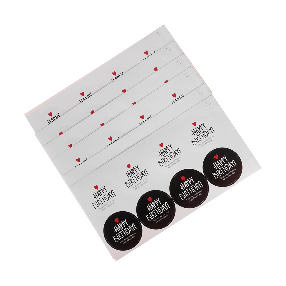 5 листов черный белый круговой серии С Днем Рождения Печать Упаковка наклеек