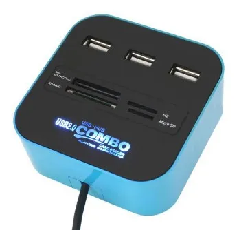 Универсальный 3-портовый Удлинитель USB 2 0 Hub Combo SD/MMC/M2/MS MP-устройство для чтения