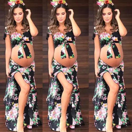 Одежда с цветочным принтом для мамы и дочки летняя одежда беременных девочек