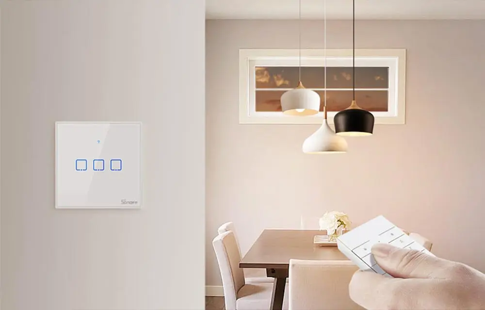 Sonoff WiFi стены сенсорный выключатель T1 ЕС 1 2 Gang Стекло настенный светильник переключатель Ewelink приложение Поддержка Alexa Google дома