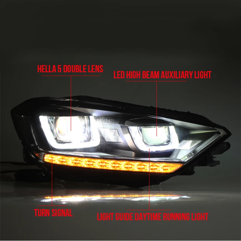 Для Volkswagen спортивный фургон Golf 2016 авто DRL светодиодная фара в сборе дневные