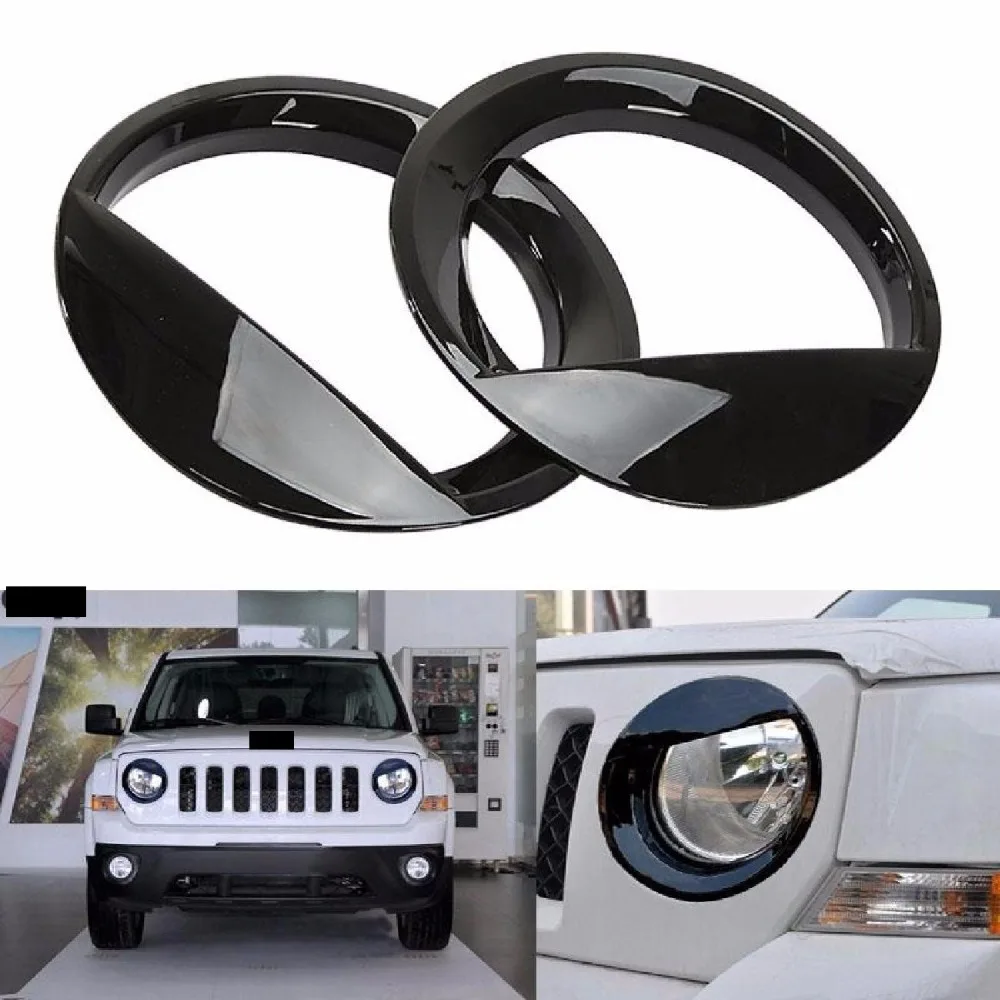Partol 2x хромированная и черная крышка передней фары Angry Eyes Накладка для Jeep Patriot 2011-2014