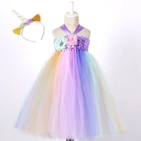 pastel unicorn clothes girl summer long ankle length sleeveless may little pony costume dress for girls party dresses age 10 12