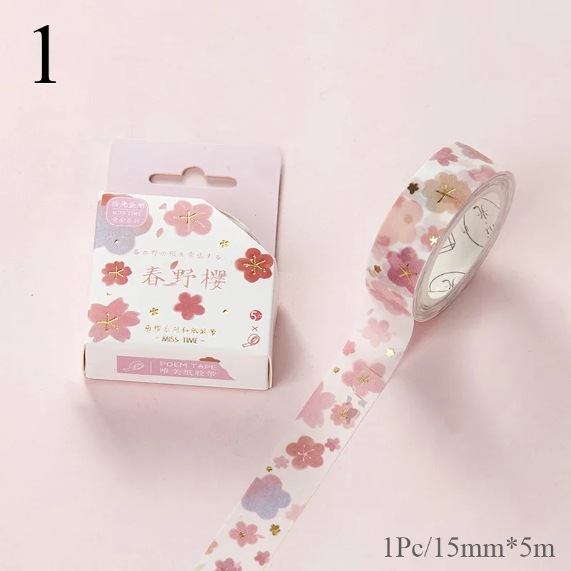 1 1 шт. Kawaii Cherry васи лента декоративная клейкая лента милый кот маскирующая лента Бронзирующая для детей Скрапбукинг дневник Альбомы для фото - Цвет: 1