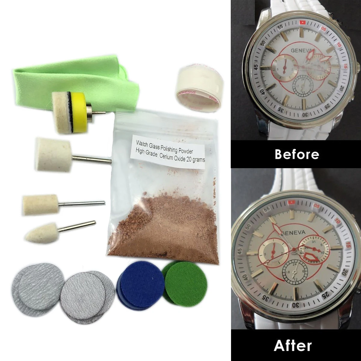 New Watch Glass Polishing Kit Glass Scratch Removal Set Acrylic Sapphire Crystal ossieao new watch glass polishing kit glass scratch removal set acrylic sapphire crystal