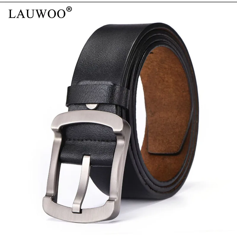 PJ05Black LAUWOO ремень мужской кожаный ремень мужской ремень из натуральной кожи роскошный ремень с пряжкой ремни для мужчин пояс ceinture homme - Цвет: PJ05Black