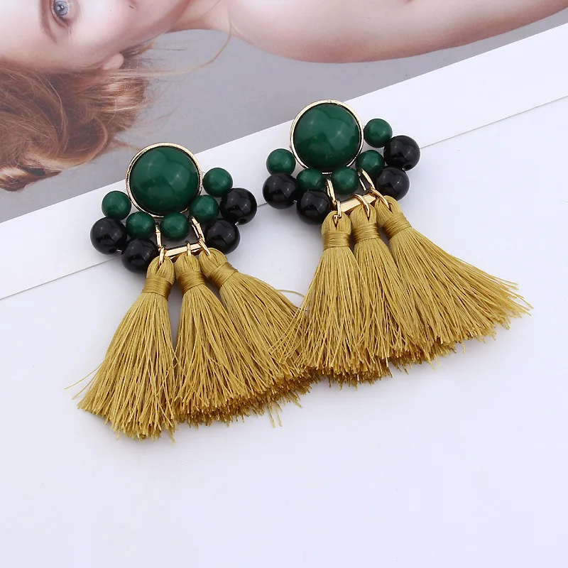 Винтажный геометрический серьги для женщин бисерная Бахрома Boho кисточкой