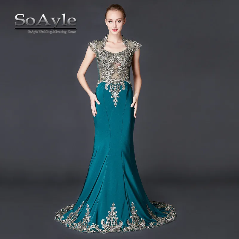 SoAyle Вечернее Платье 2017 Квадратный Воротник Элегантный Аппликации Бисера