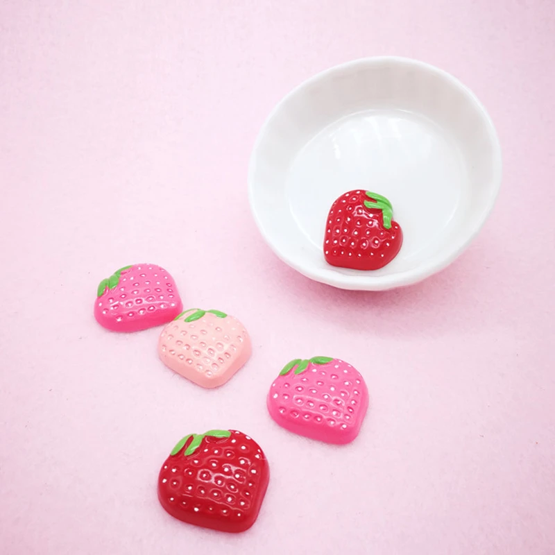 10 шт. моделирование клубника плоские пластмассовые материалы Kawaii DIY плоский полимер ремесло украшения поставки дети ручной работы украшения