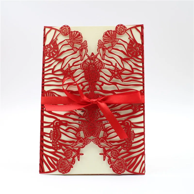 50pcs Laser Cut Shell Design Oceanic Theme Party Decorations Invitaions Cards To The Wedding Happy Birthday Sea Invitation | Дом и сад