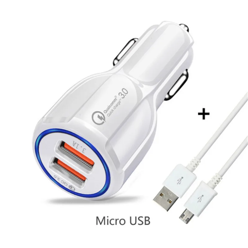 3.1A 2USB автомобильное зарядное устройство Quick Charge 2 0 3 зарядный кабель для Samsung S20 Ulrta