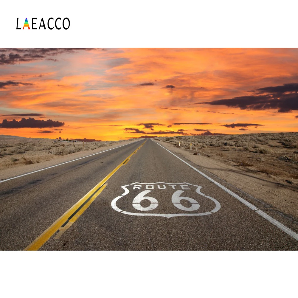 Laeacco Route 66 США закат дорога Аврора ребенок Природный живописный фотографический фон фотографии фоны для фотостудии