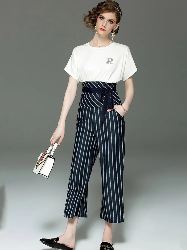High Quality 2019 Summer New Fashion Women Sets Suit Casual Fashion Short Sleeved Shirt Wide Leg Pants Suit Two-piece Trend L208