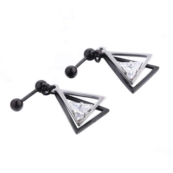 triangle black1pair Женские модные серьги подвеска треугольная подвеска-кристалл серьги крутые квадратные круглые украшения для ушного пирсинга - Окраска металла: triangle black1pair