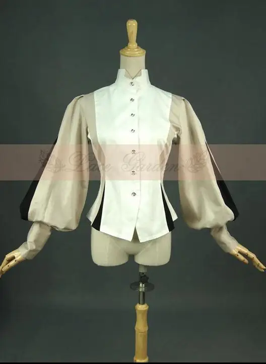 Женская винтажная рубашка с рукавами-фонариками хлопковая блузка в готическом