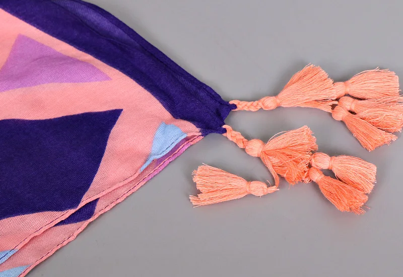 Женский шарф с геометрическим принтом 5 шт./лот модные хлопковые шарфы кисточками