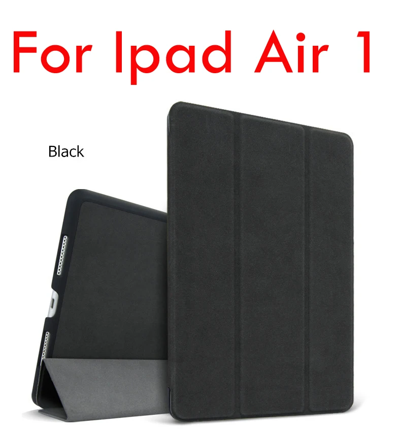Black for ipad air 1 Чехол для iPad Air 2 Air 1 магнитный матовый кожаный умный чехол для iPad Air Чехол подставка флип Пробуждение/сон для iPad A1566 A1567 A1474 - Color: Black for ipad air 1