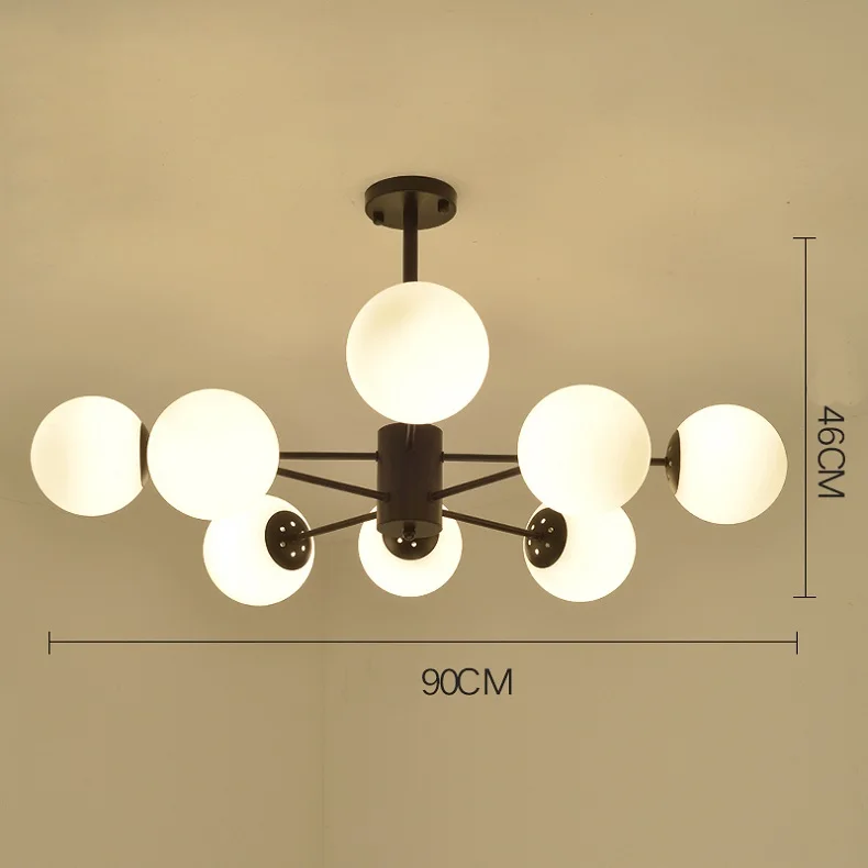 Milk Glass 8 Arms MDWELL Lustre Lustres para sala de jantar E27 светодиодный регулируемый подвесной светильник деревянные светильники для столовой - Цвет абажура: Milk Glass 8 Arms