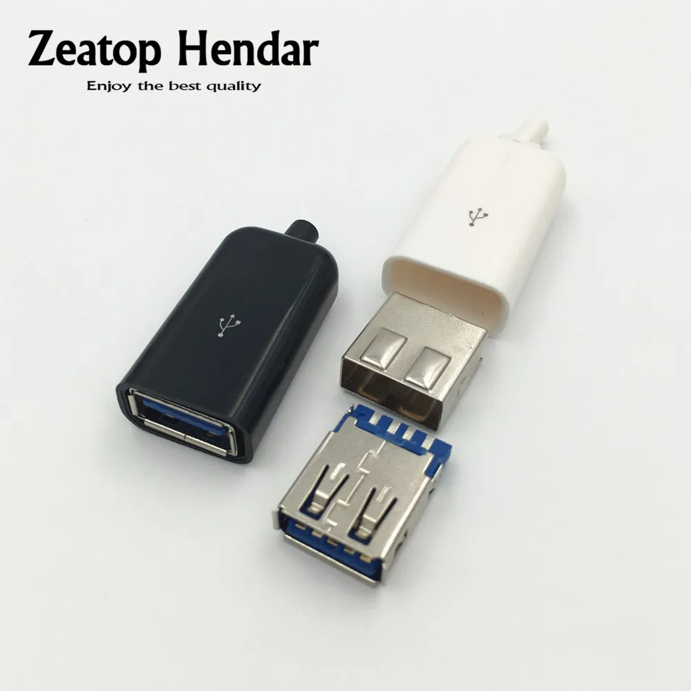 10 комплектов USB 3,0 A женский 4 контактный разъем тип сварки разъем 4 в 1 разъем для DIY пайки адаптер Белый Черный