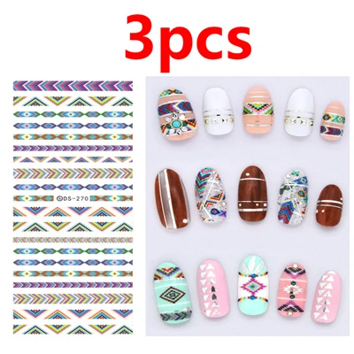 style B-3PCS 3 шт. наклейки для дизайна ногтей с цветами, УФ-гель, наклейки для ногтей, Типсы для маникюра, 3D украшения, наклейки для переноса воды - Цвет: style B-3PCS