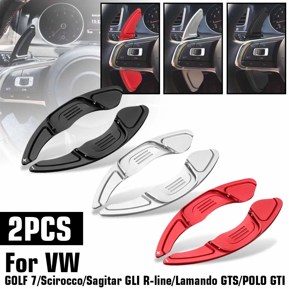 1 пара автомобильные алюминиевые весла рулевого колеса для Volkswagen GOLF 7 GTI R MK7 Scirocco