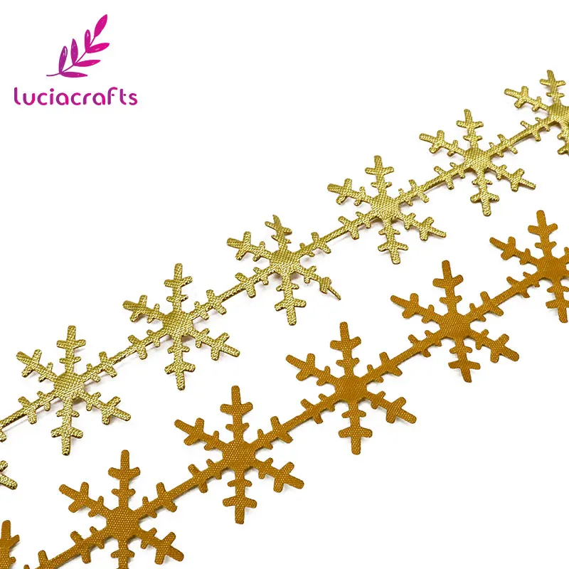 gold Lucia crafts 2,5 мм многоцветные варианты снежинки шаблон кружевные ленты с отделкой DIY шитье украшения ремесла 4 ярдов P0705 - Цвет: gold