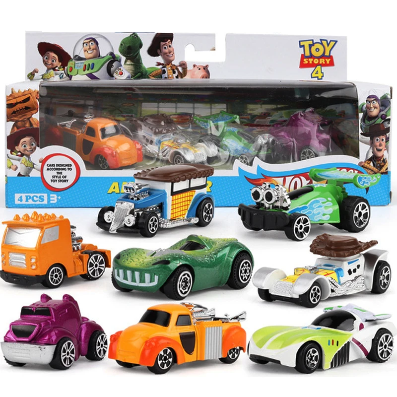 4 шт./партия детские игрушечные машинки из сплава с мультяшным автомобилем мини
