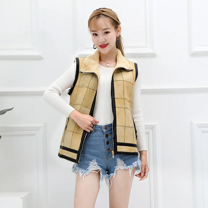 Новинка цельное меховое пальто Короткая Меховая куртка жилет с натуральным