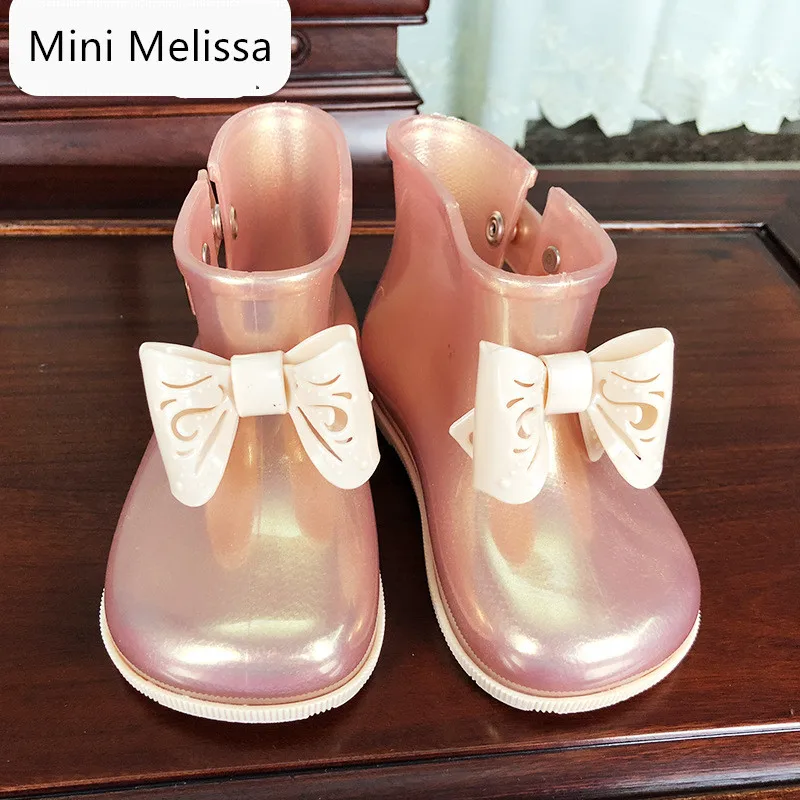 Оригинальные непромокаемые резиновые сапоги для девочек Mini Melissa с бантом