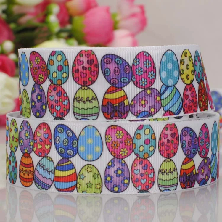 

7/8 " 22 mm cute rabbit Easter day egg ribbon printed grosgrain tape cartoon ribbon free shipping