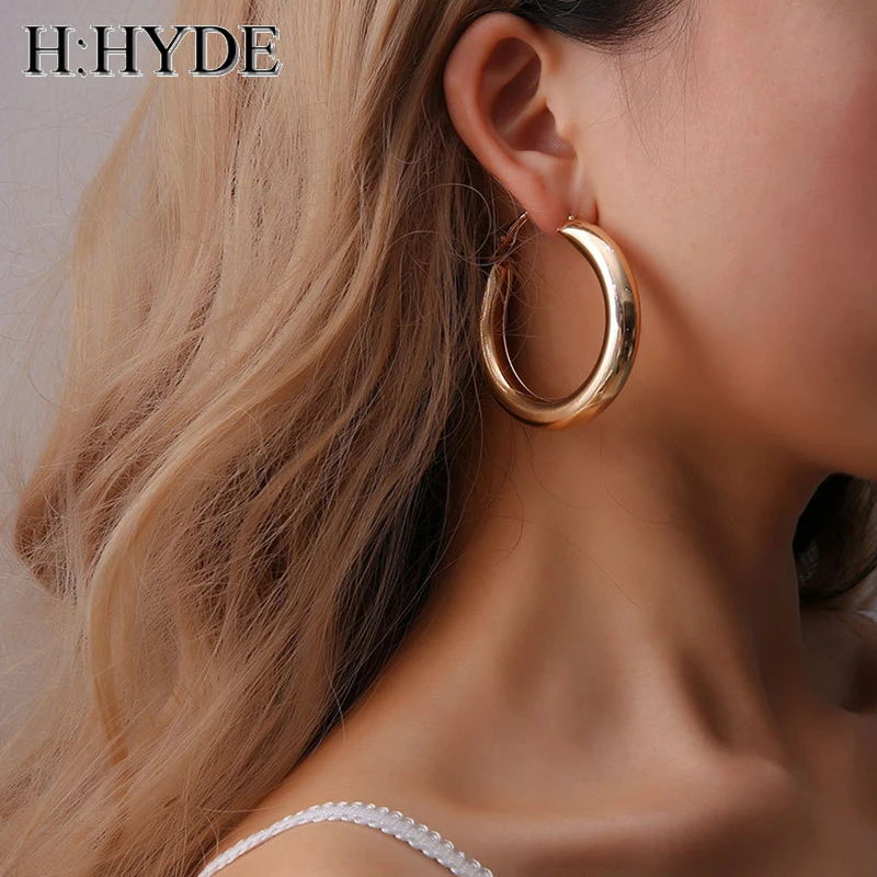H: HYDE НОВЫЕ геометрические круг негабаритных серьги набор для женщин Винтаж широкий заявление хип-хоп обруч серьги дамы ювелирные изделия опт