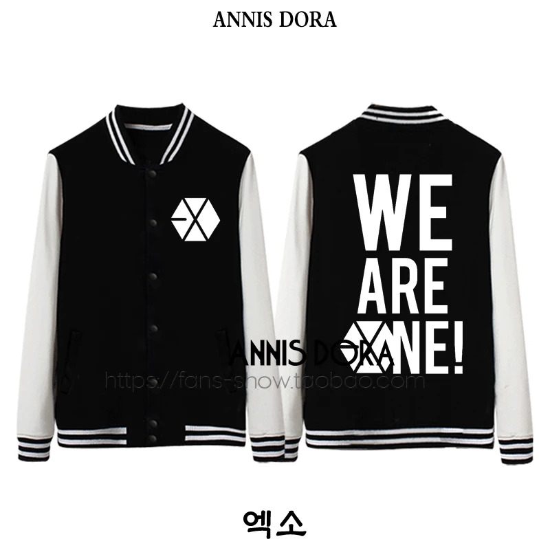 EXO we are one logo kris D.O. baekhyun sehun chanyeol хлопковая флисовая бейсбольная куртка | Мужская