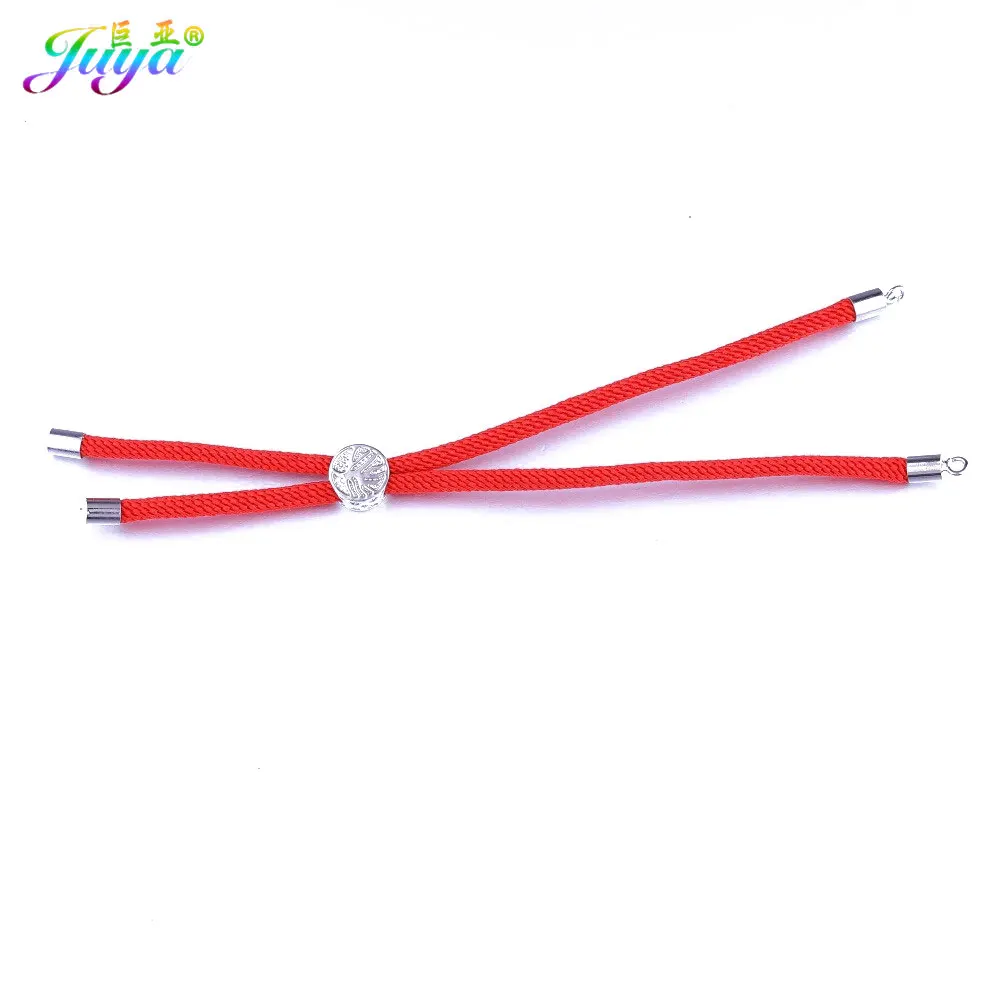 white gold Red Juya, 6 цветов, макраме, шнур, нить, веревка, цепь, дерево жизни, слайдер, бусины, регулируемые цепи для женщин, очаровательные браслеты, изготовление - Цвет: white gold Red