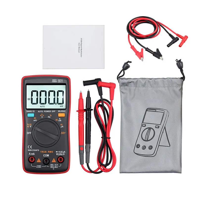 Proster CAT III 600 В Цифровой мультиметр 9999 отсчетов+ Тесты приводит+ 10A Banana Plug Тесты кабель Авто Диапазон подсветка AC/DC Напряжение