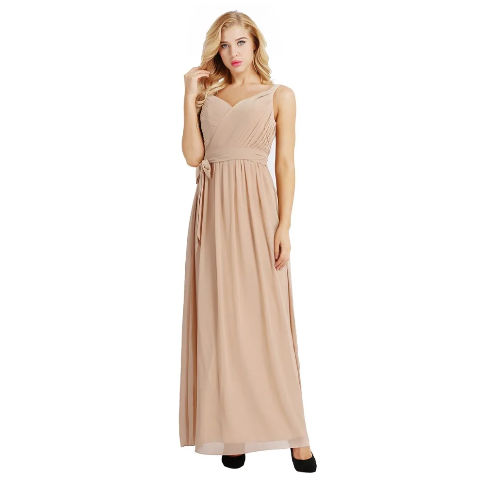 Vestido de festa, платье для женщин, без рукавов, плиссированное, v-образный вырез, шифон, длинное платье, для вечеринки, выпускного вечера, платья с поясом